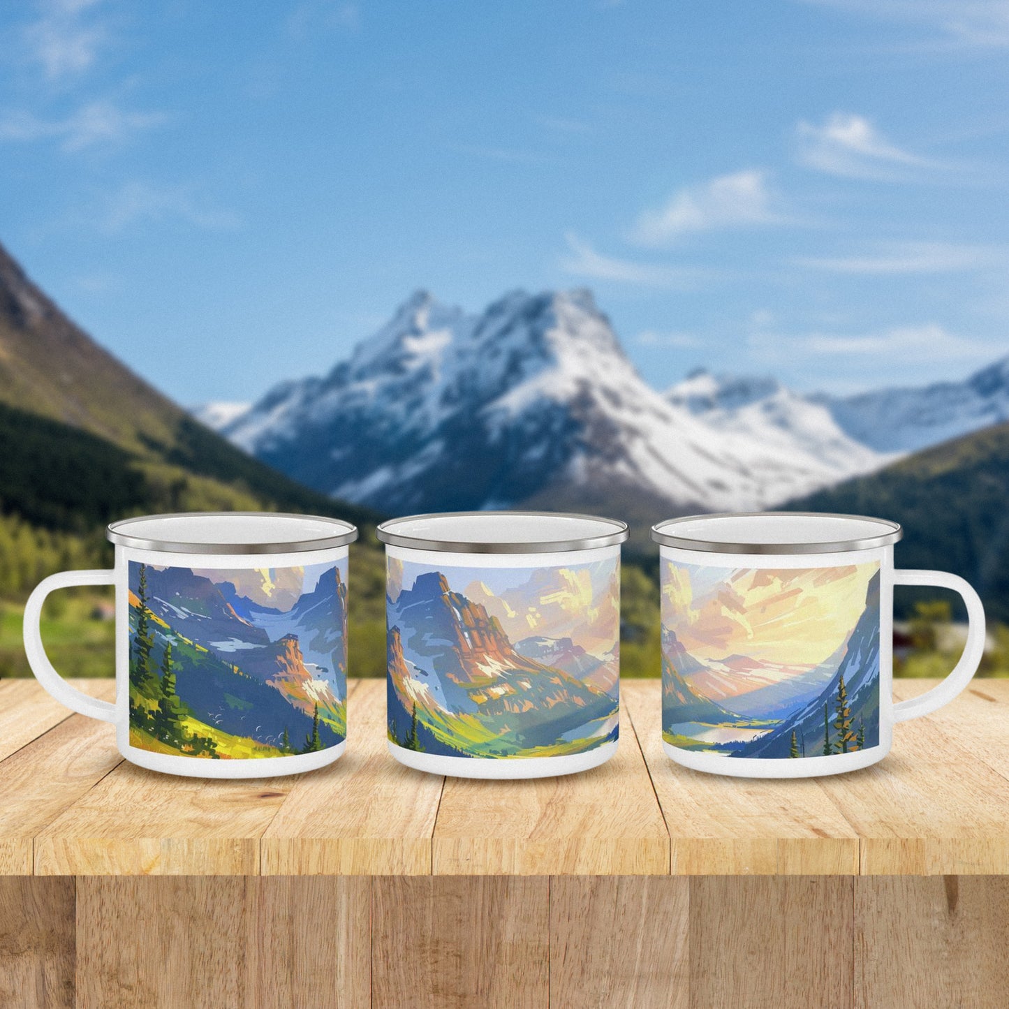 Camping Mug with Glacier National Park Design, 12oz Coffee Cup