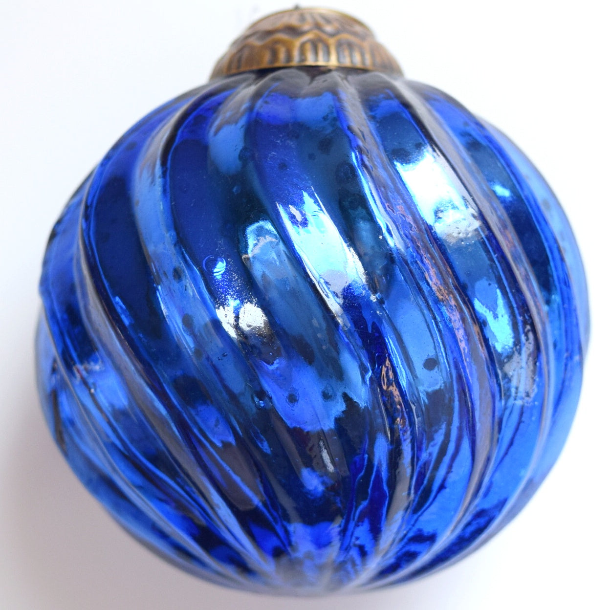 Set of 4 Dark Blue Mercury Glass Ornament (3.15 Inch Classic Twist Ball ...