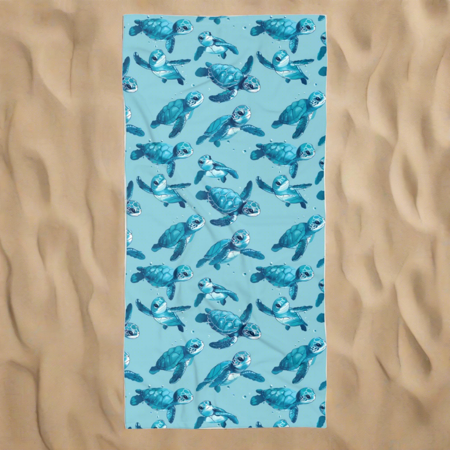 Microfiber Beach Towel with Cute Baby Sea Turtles (30" × 60")