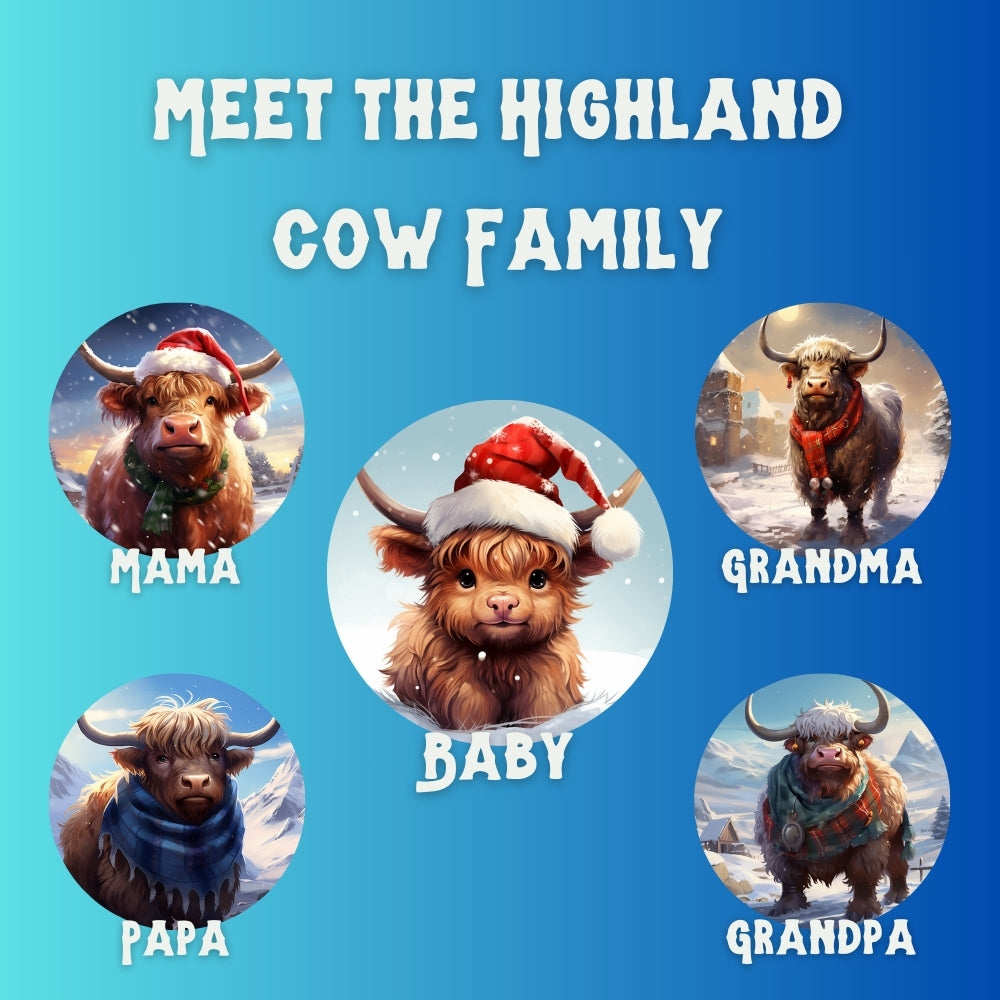 Baby Highland Cow, Family Christmas Ornament - Collectible for Tree or Hanging Car Ornaments