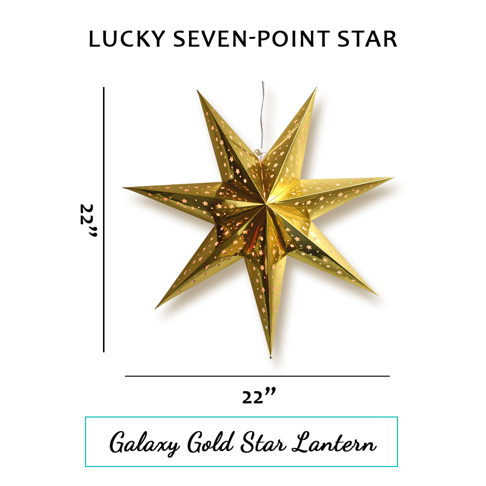 Paper Star Lantern Decoration (Galaxy Gold 7-Point Shining Star) - WillBrite.com - Gifts & Décor that Make People Happy