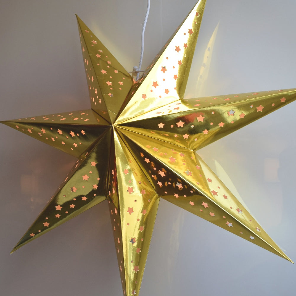 Paper Star Lantern Decoration (Galaxy Gold 7-Point Shining Star) - WillBrite.com - Gifts & Décor that Make People Happy