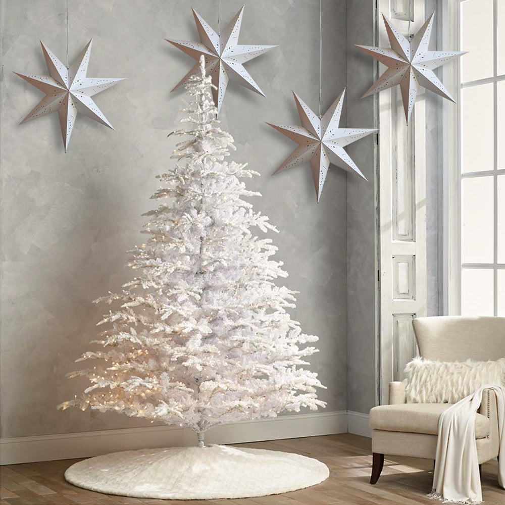 Paper Star Lantern Decoration (22 inch Frosted White 7-Point Glitter Star) - WillBrite.com - Gifts & Décor that Make People Happy