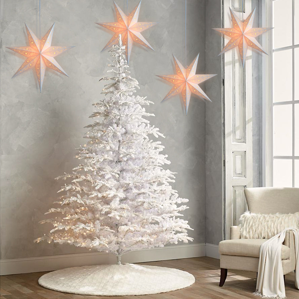 Paper Star Lantern Decoration (Celestial White 7-Point Glossy Star) - WillBrite.com - Gifts & Décor that Make People Happy