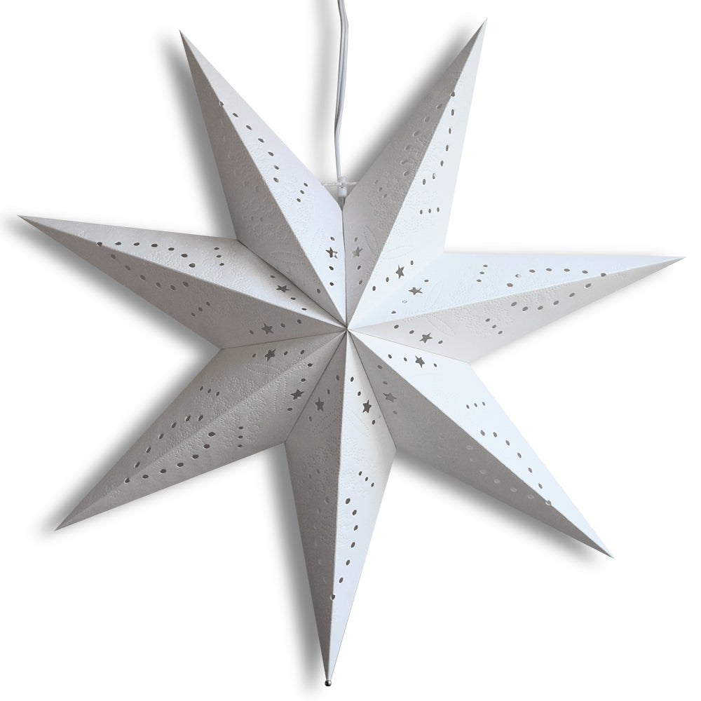 Paper Star Lantern Decoration (22 inch Frosted White 7-Point Glitter Star) - WillBrite.com - Gifts & Décor that Make People Happy