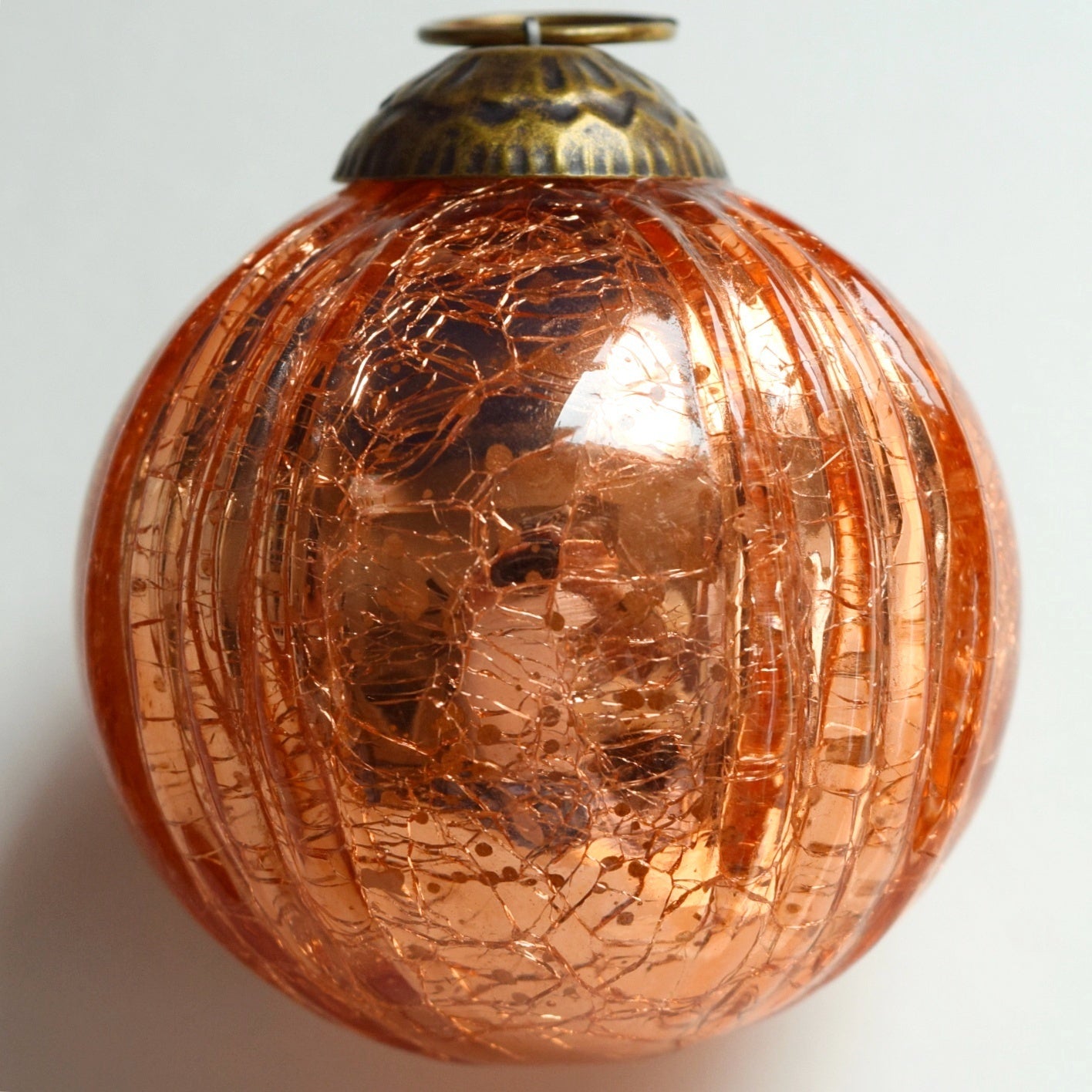 Set of 4 Pink Rose Gold Mercury Glass Ornaments (3.15" Grooved Crackle Ball) - WillBrite.com - Gifts & Décor that Make People Happy